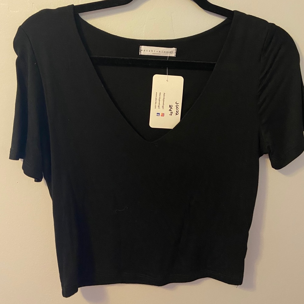 Wasabi+Mint Black Crop Top
